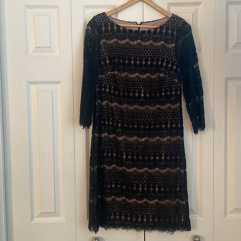 Black lace, long sleeve dress